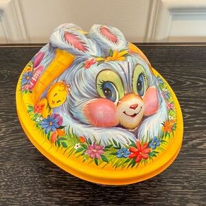 Vintage 3D Plastic Easter Bunny Candy Container
